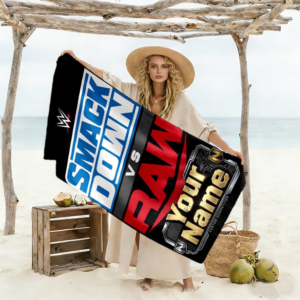 Wrestlemania Customize Text Beach Towel Soft Durable Quick-Dry Portable for SwimmingBeachCamping Travel Beach AccessoriesGym
