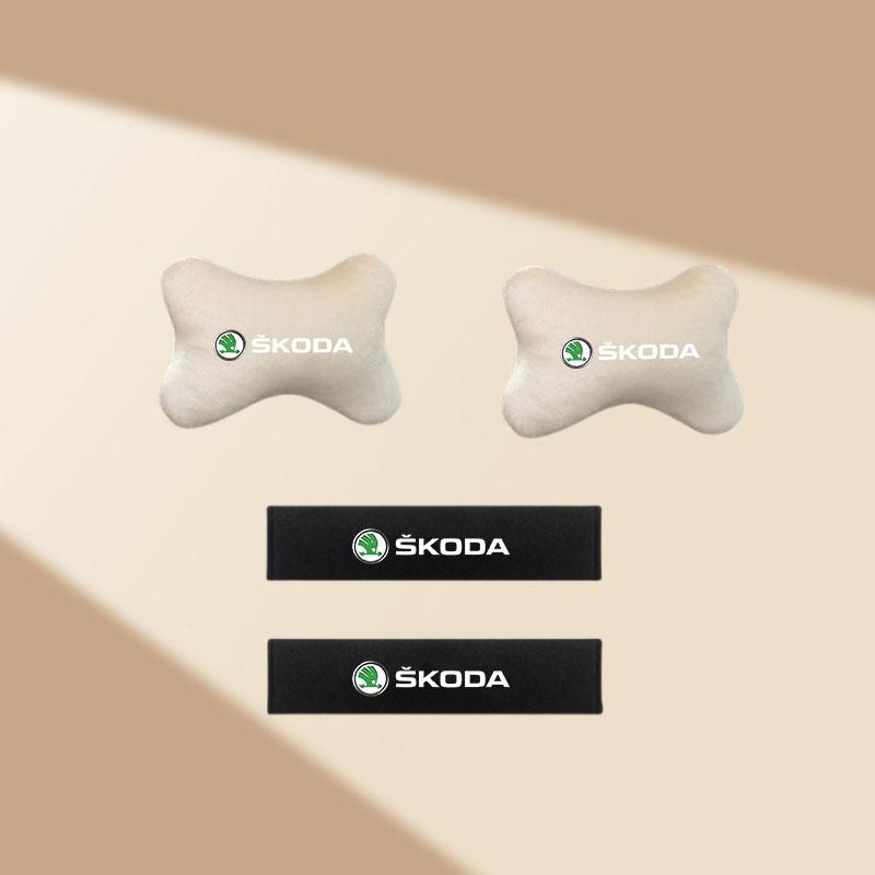 drxhs8 For Skoda Rapid Kodiaq Superb Fabia Octavia A7 Kamiq Yeti Car Headrest Neck Support Seat Soft Neck Pillow Auto Accessories