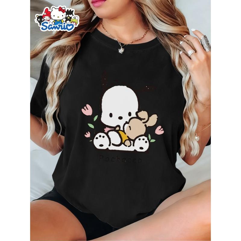 Оригинальные женские элегантные короткие рукава, авторизованные Sanrio, подходят для повседневной носки и праздников весной, летом и осенью.
