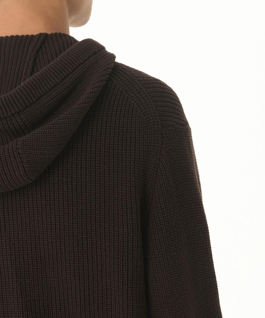 MUSINSA STANDARD Ribbed Knit Hooded Zip-Up [Brown]