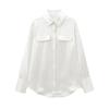 Fall and Winter New Women's Clothing Fashion Air Outlet Pocket Decoration Silk Satin Texture Lapel Long Sleeve Shirt Tops 8987213