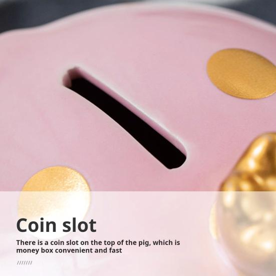 Ceramic Crown Pig Piggy Bank Golden Dot Cartoon Pig Coin Money Bank