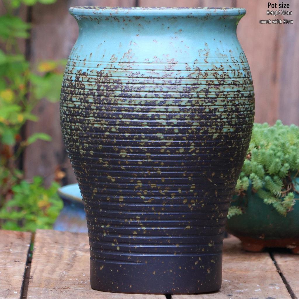 Большой керамический горшок ручной работы для суккулентов и орхидей - Дышащий, Грубозернистый глиняный горшок для бонсай