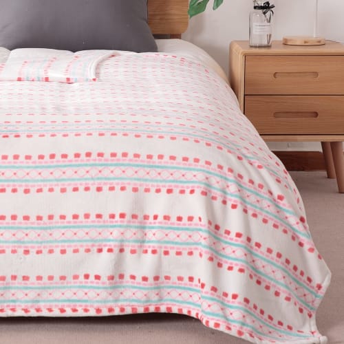 Gemarwel Blanket, Shoulder Throw Blanket, Air Conditioning Protection, Washable, Microfiber, Soft and Warm, Flannel, Stylish, Nordic Style, Fluffy, Pi