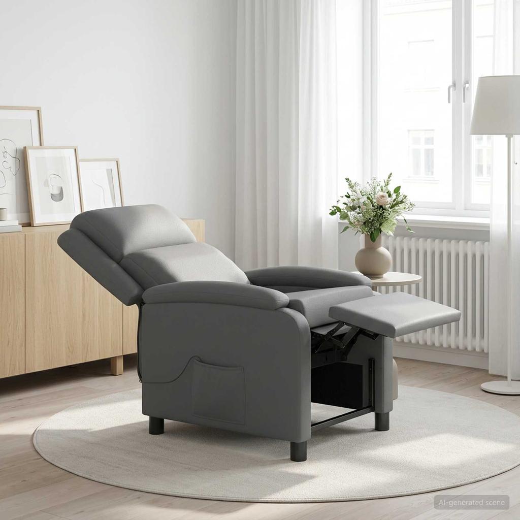 Massage Recliner Chair Gray Faux Leather