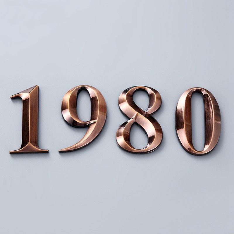 House Number Stickers 3D Self Adhesive Door Plate Sign Digits Apartment Hotel Office Door Address ABS Plastic Label 5cm Silver