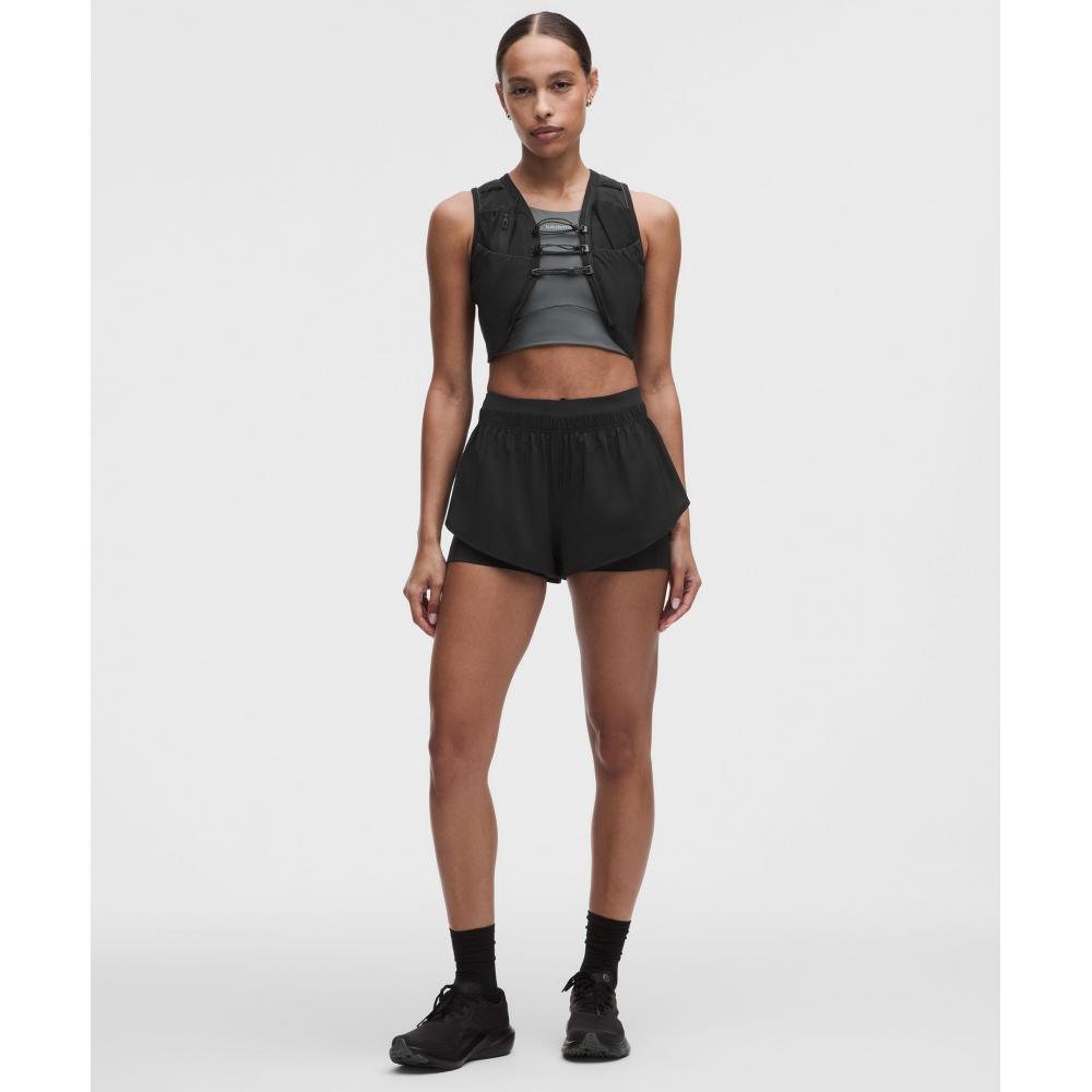 Прозрачные шорты Lululemon 2-в-1 с высокой талией 3 дюйма Чёрные