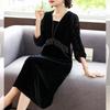 QianLian Women's Golden Velvet Mid-Length Dress