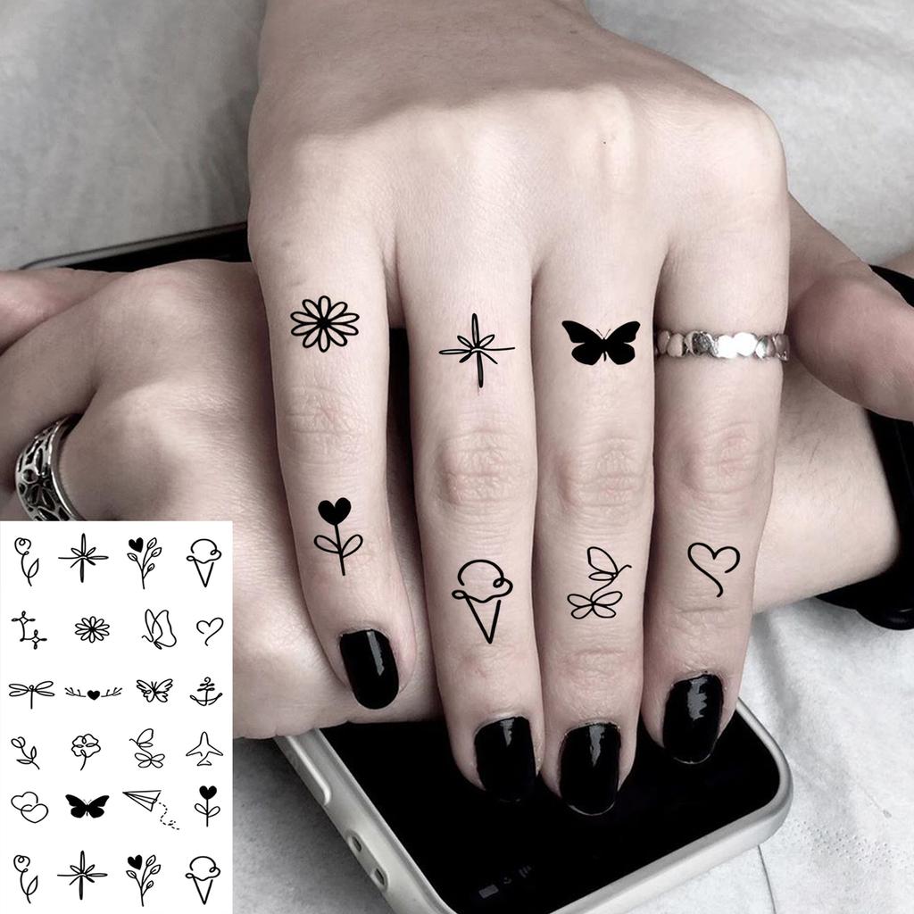 1 лист Татуировки Временные Паук Буква Цветок Маленький Рисунок Для Женщин Палец, Наклейка Фейк Тату Долговечные Реалистичные Тату