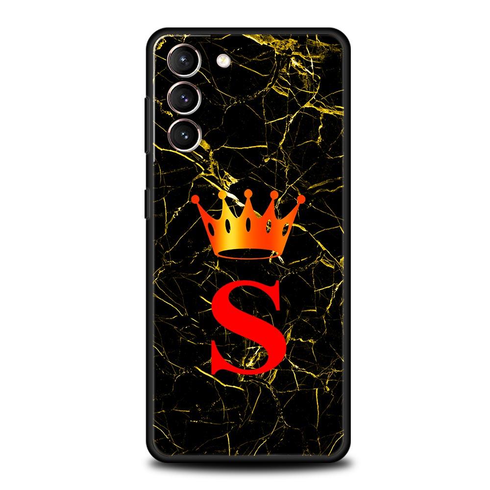 Marble Letter Phone Case For Samsung Galaxy S26 Ultra S25 Plus S24 FE S23 S22 5G S21 S20 Cover Black Soft