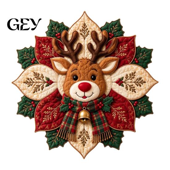 Handmade Fabric Door Hanging Quilted Poinsettia DIY Kit, Christmas Flower Patchwork Sewing Festive Table Centerpiece Decor Crafting Ornament