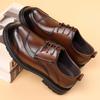 Men'S First-Layer Cowhide Business Leather Shoes Men'S Commuting Big Head Platform Leather Dress Men'S Shoes Engraved Shoes