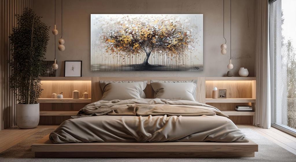 Monica Mirafiori I 100% HANDGEMALT I Gemälde Baum 140x70cm | Gemälde Handgemalt | Acrylgemälde | Sehr Großes Acrylbild I Moderne Kunst I Kunstbilder