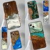 Wood Resin Pattern Phone Case For iPhone 15 Pro Max 11 12 13 14 16 17 Pro Max mini Plus 16e 17 Air Cover Funda