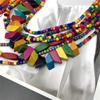 Long Necklace Retro Ethnic Style Multi-Layer Geometry Beach Pastoral Style Wood Colorfull
