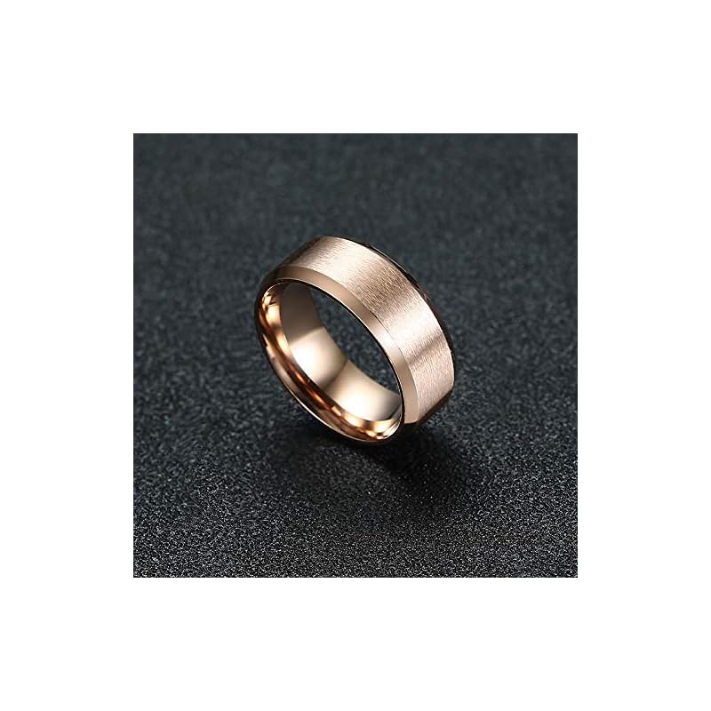 [Rockyu] jewelry brand Popularity ring pink gold men's Flat beating 8mm wide fashion titanium ring No. 18