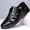 Summer Men's Sandals Leather Breathable Casual Hole Shoes Cowhide Wear-resistant Hollow Out Leather H400