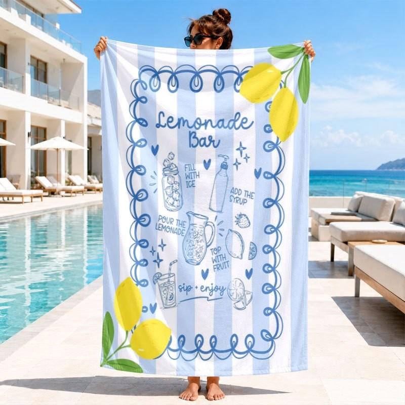 Boho Mandala Ethnic Style Bright turquoise base multicolor symmetric mandala geometric boho print quick dry large beach towel