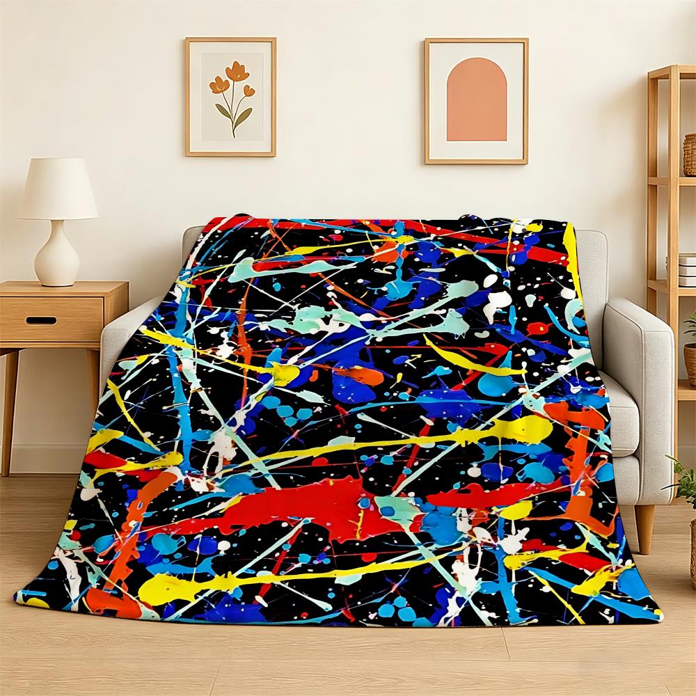 Abstract art Jackson Pollock Throw 240g Flannel Blanket Lightweight Soft Skin-friendly Summer Thin Throw Blanket