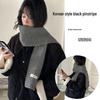 Chic Korean Style Black & White Wool Pinstripe Scarf: Elegant Autumn/Winter Neck Warmer