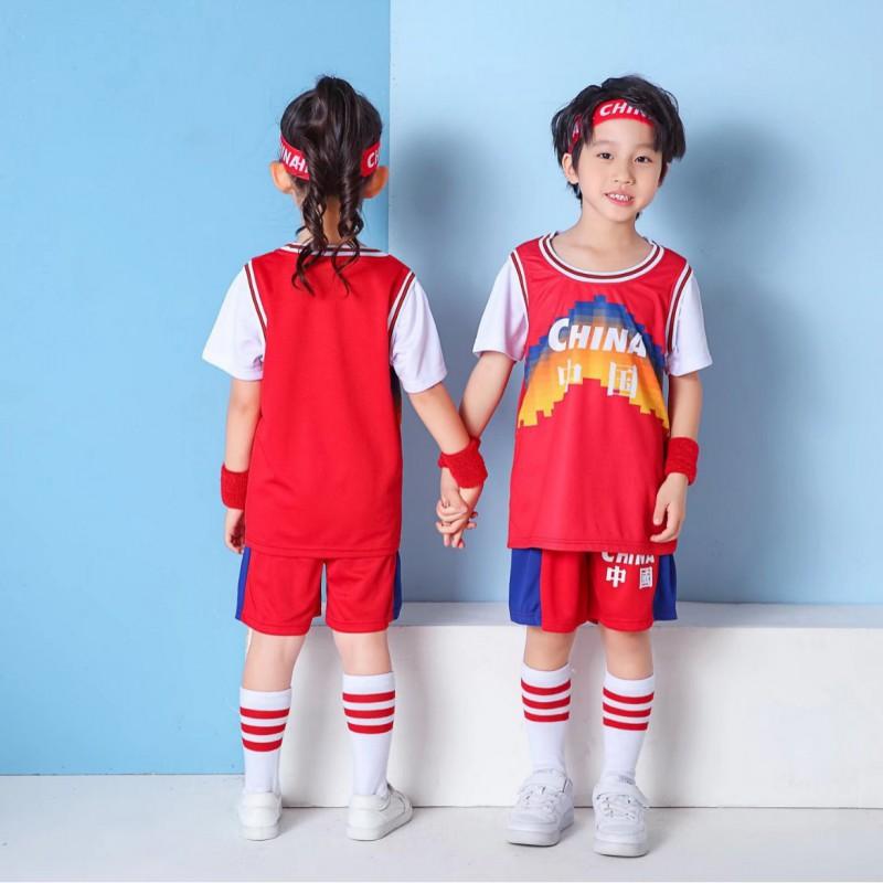 Kids Short Sleeve Basketball Jersey Performance Shirt Kindergarten Primary School