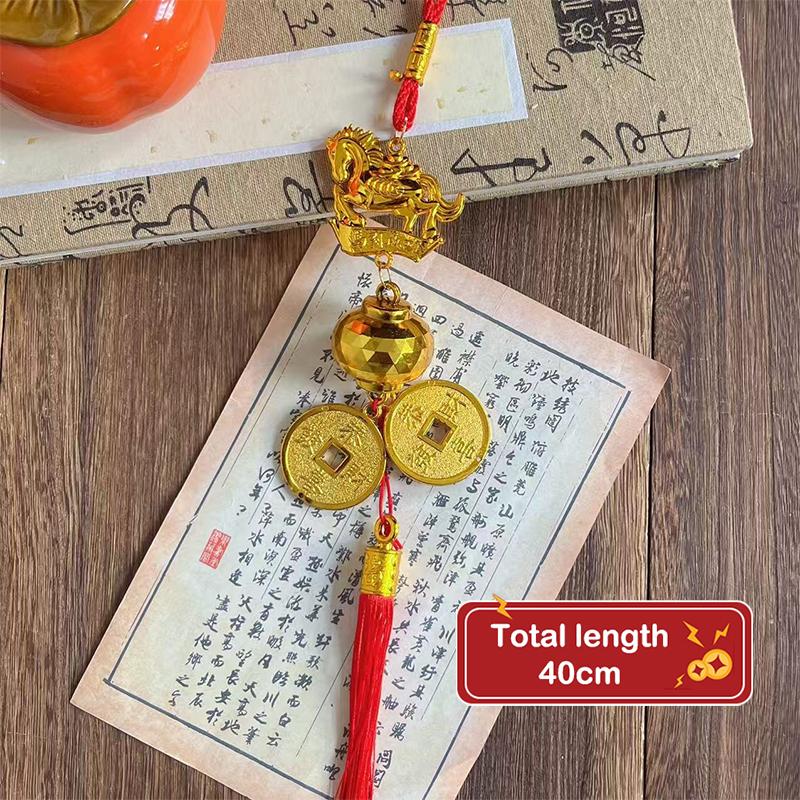 2026 Year Of The Horse Wall Hanging Car Ornament Chinese  Year Red Gold Pendant Lucky Decoration Housewarming Gifts