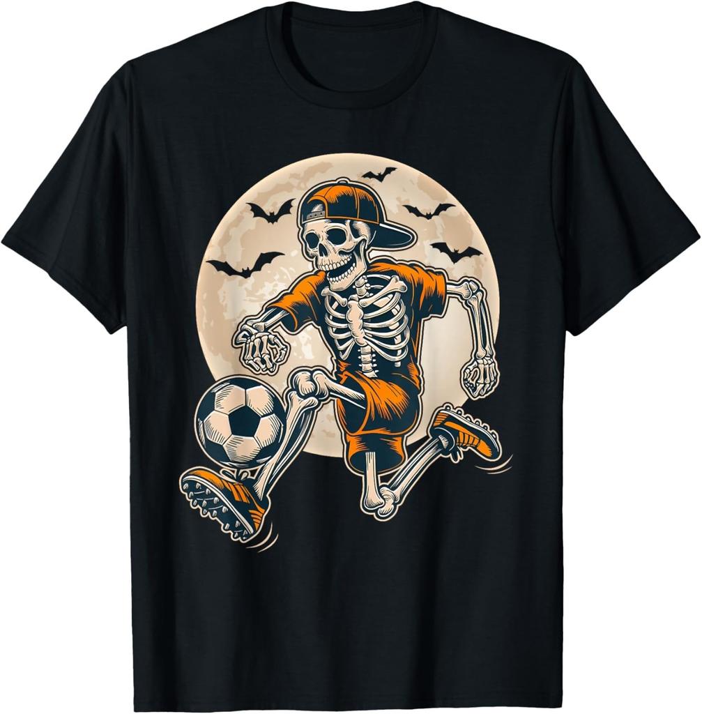 Funny Skeleton Soccer Men Boys Halloween Costume T-Shirt Mens Womens Tees Top unisex T-Shirt Mens Womens Tees Top