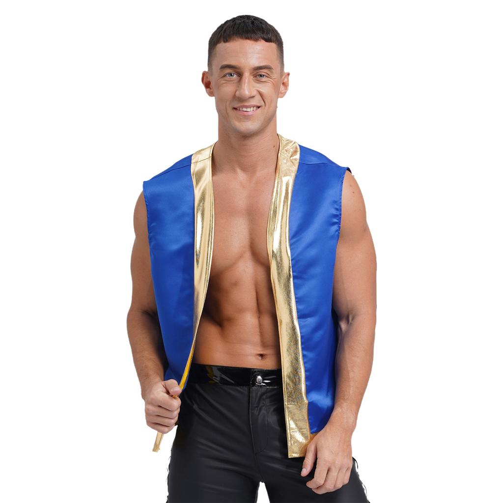 Men's Adults Toad Costume Vest Halloween Cartoon Captain Cosplay Open Front Waistcoat