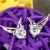 Earrings Exquisite Angle Wing Pattern Plated Silver Rhinestone Women Ear Studs for Women