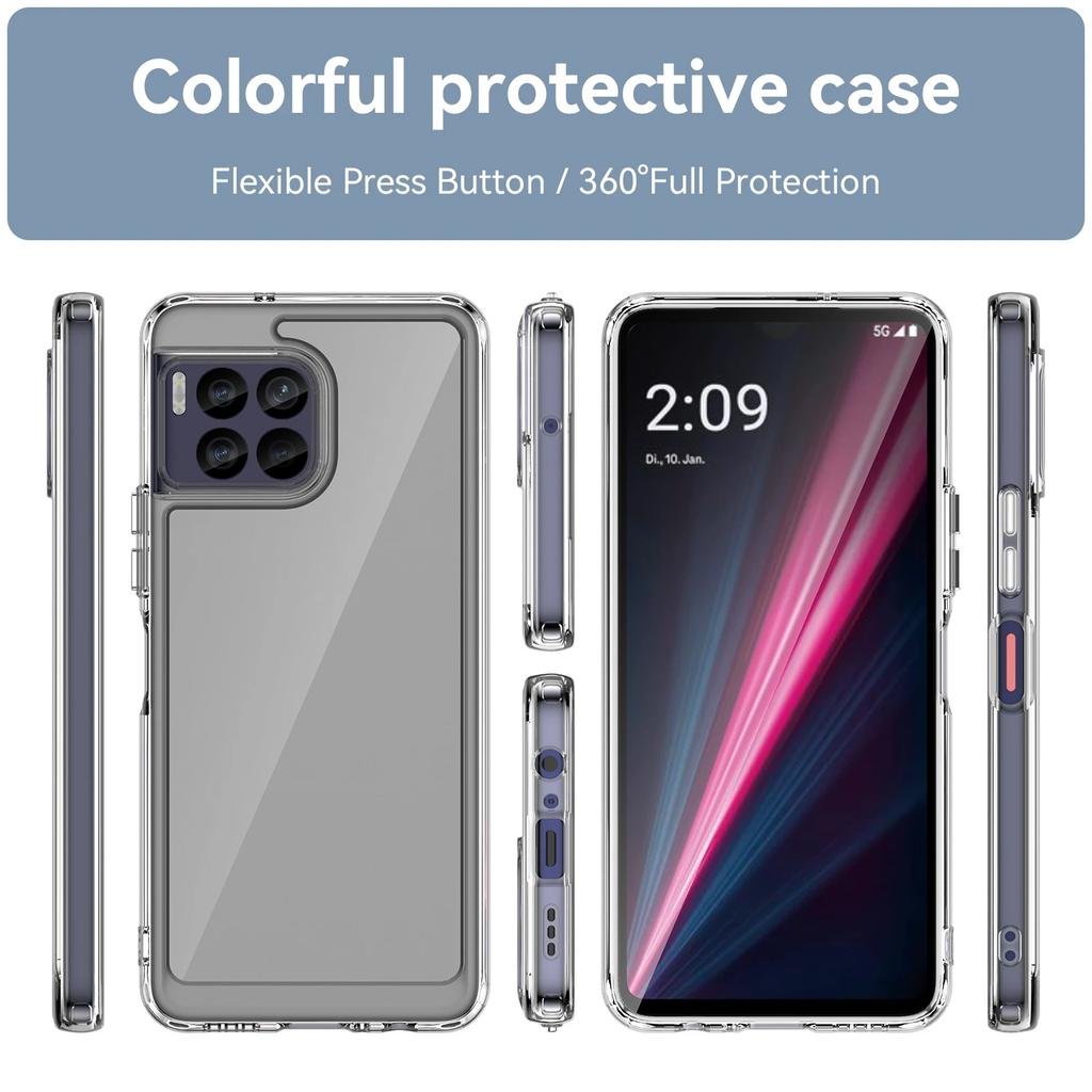 Красочный противоударный чехол-щит для T-Mobile Revvl 7 Pro Мягкая рамка из ТПУ Прозрачная задняя крышка из твердого пластика