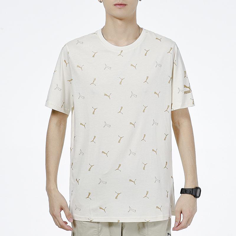 Puma Спортивная футболка с круглым вырезом и коротким рукавом с логотипом, мужские топы, бежевый цвет 533142-73