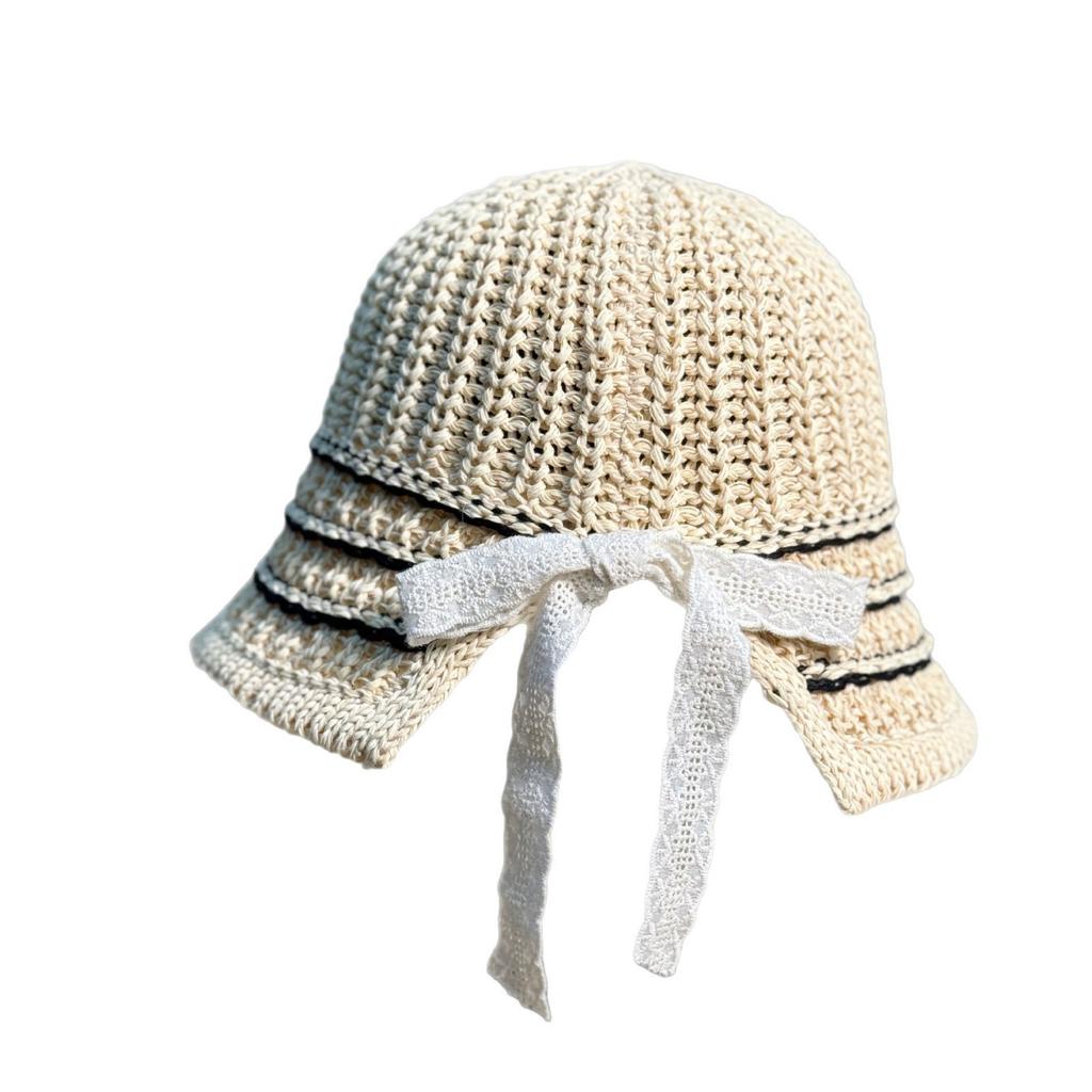 Корейская версия тонкой плетеной темпераментной модной шляпы рыбака для детей весна-лето, маленькая, повседневная, универсальная, ажурная вязаная шляпа-ведерко