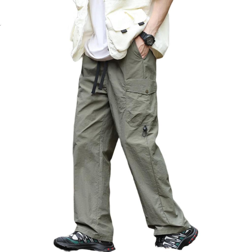 Dingfengbaoluo Outdoor Hiking Pants for Men, Summer Mountain-Style Casual Loose Cargo Straight-Leg Trousers