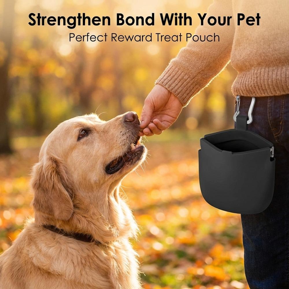 Pet Treat Pouch for Dogs Cats - Portable Training Treat Bag with Clip & Drawstring, Food Storage Pouch for Outdoor Walking