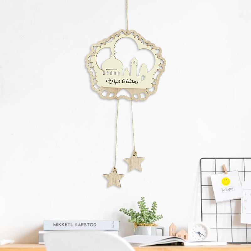 Eid Mubarak Pendant Wooden Ornament Decoration for Home Muslim Islamic Festival Party Eid Al-Adha Gifts Ramadan Kareem Decor