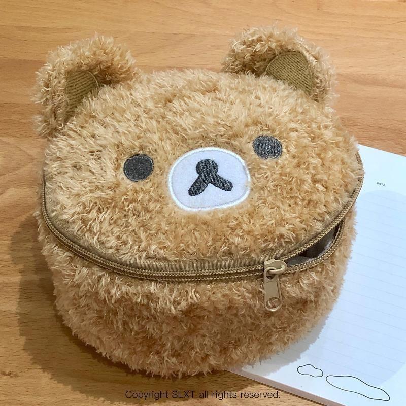 Cute Relaxed Bear Plush Toiletry Bag Large Capacity Makeup Pouch Polaroid Camera Case Portable Travel Organizer Women Gift