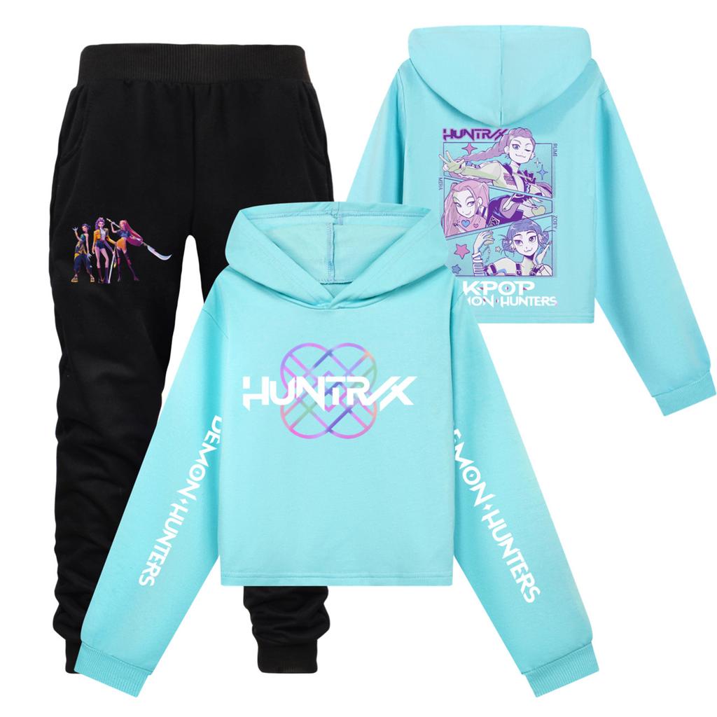 Детский худи и брюки, двухпредметный спортивный костюм, комплект свитшота с длинным рукавом и принтом