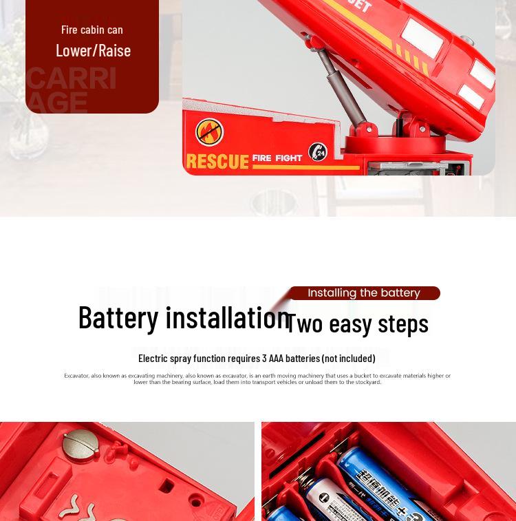 (Boxed) 1:32 Alloy Fire Truck Engineering Model Toy Ornament with Water Spray Simulation