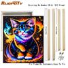 Frame Diy Painting By Numbers For Adults Kits Colorful Cat Handmade Animals Starter Kit For Home Decors 40x50cm