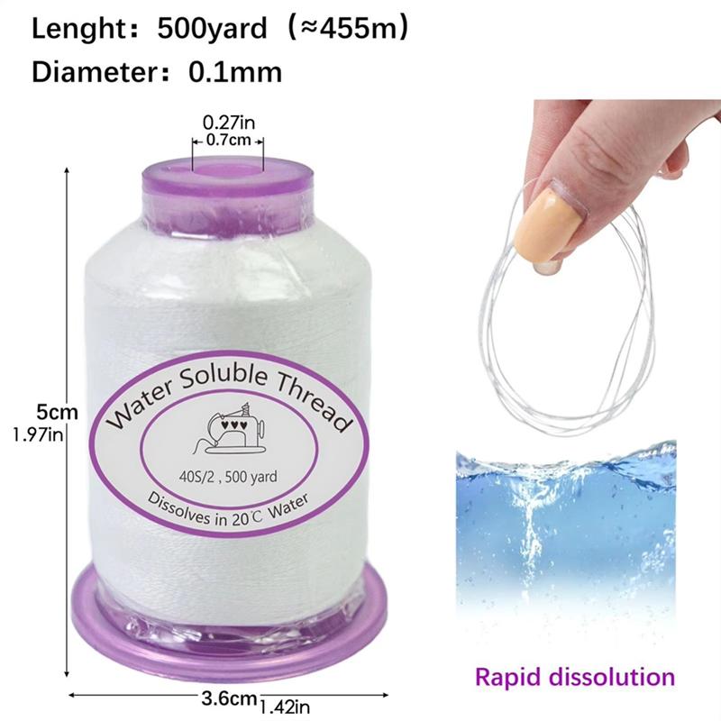 A84E-Dissolvable Water Soluble Thread 1492.7Ft For Sewing Thread For Sewing Machine Cord For Costume Making Fabric Art Crafts