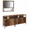 Bathroom Furniture Set with Shelf and Door 3 pcs Brown Particleboard