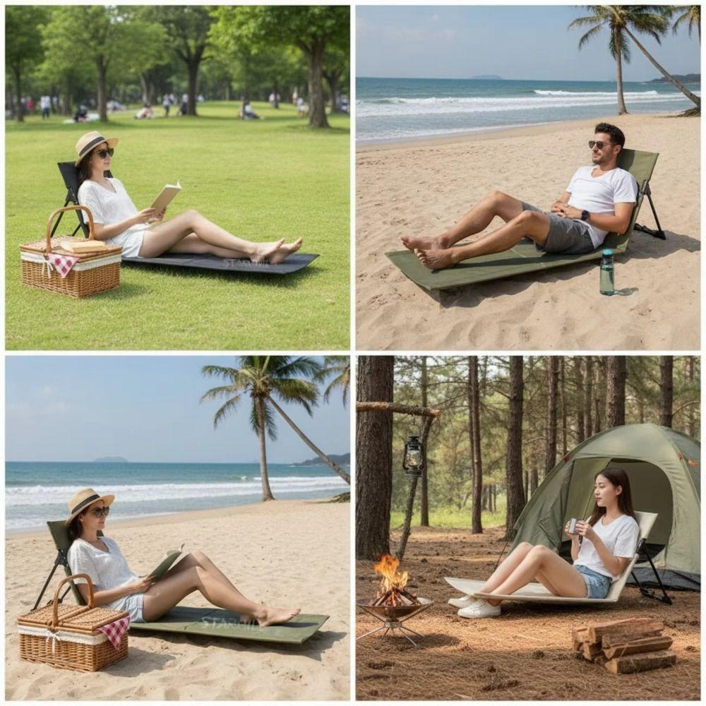 Foldable Picnic Blanket Adjustable Size Camping Mat Backrest Lounge Chair Travel