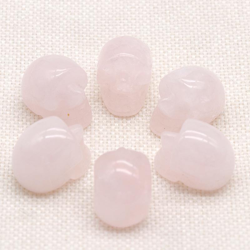 Natural Stone Crystal Skull Carving - 1 Inch Halloween Decoration Craft