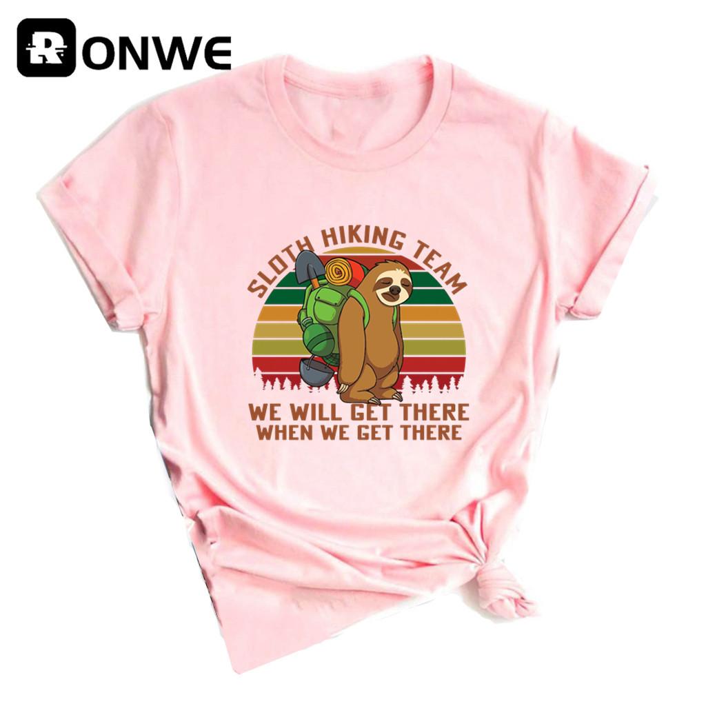 Sloth Hiking Team We Will Get There When We Get There Women T Shirts Gril Casual