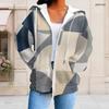 Women Plus Size Geometric Printed Zip Up Hoodie Long Sleeve Drawstring Hood With Pockets