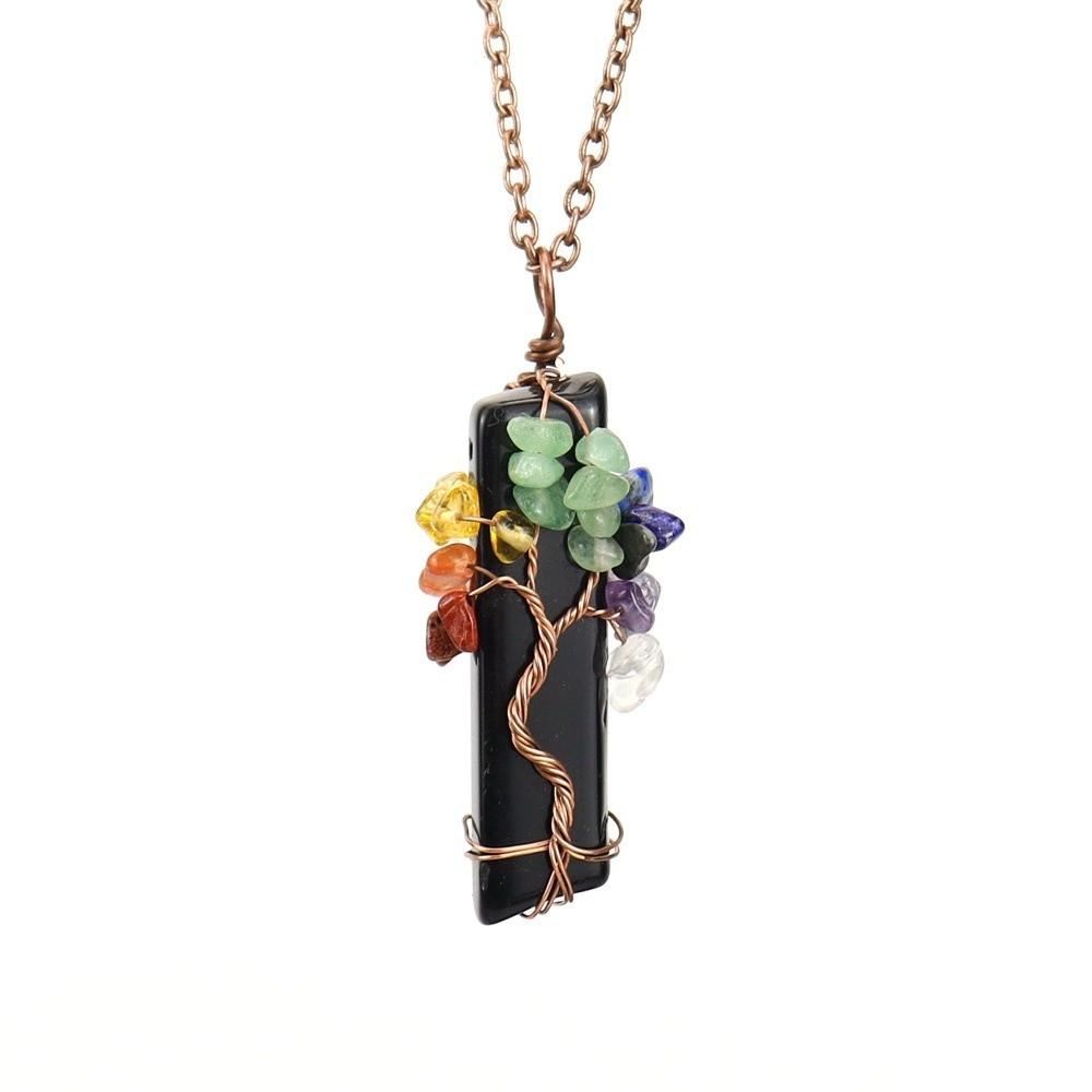 Tree Of Life Design Crystal Tree Of Life Irregular Crystal Crushed Stone Pendant  Gift For Women