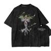 Новая футболка ACID WASH с принтом Аниме Code Geass Мужская и Женская Стиранная Футболка Высококачественная Винтажная Хлопковая Футболка Топ