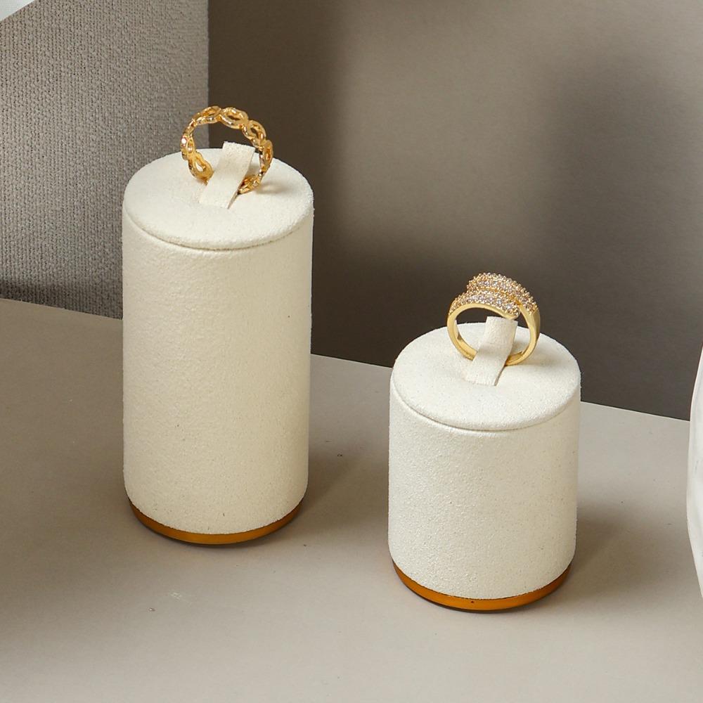 New ultra-fiber Ring Display Stand Jewelry Storage Metal Base Jewelry Tower High and Low Desktop Rings Display Rack