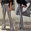 Women's Fashion Stripe Flare Pants With Pockets Casual Pants Yoga Dance Pants