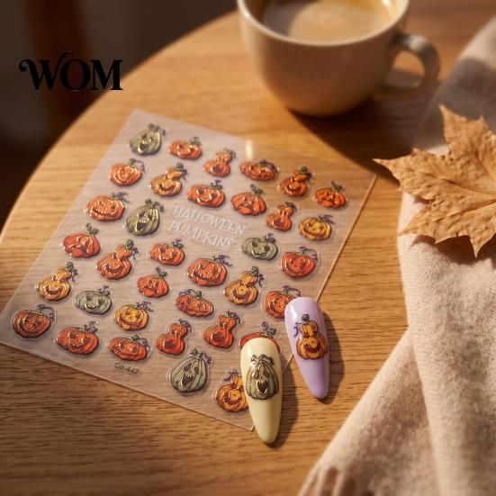 Nail Art Decals Halloween Stickers, Black Cat Ghost Pumpkin Wreath Adhesive for Manicure Decoration, DIY Supplies Holiday Party